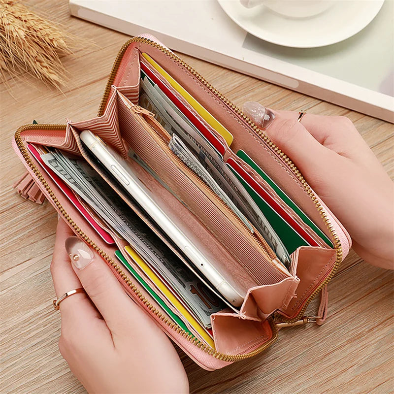 Long Women's Wallet in Soft PU Leather with Heart Patterns