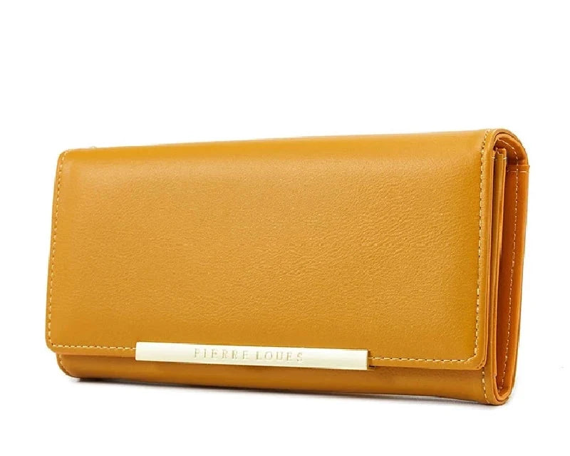 Women's Long PU Leather Wallet with Zipper Closure and Multiple Compartments
