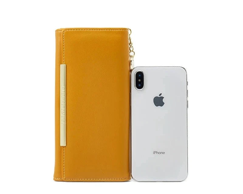 Women's Long PU Leather Wallet with Zipper Closure and Multiple Compartments Image