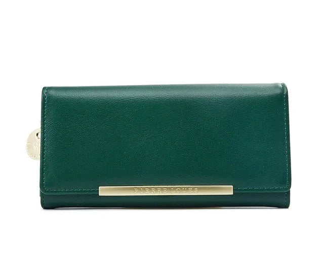 Women's Long PU Leather Wallet with Zipper Closure and Multiple Compartments