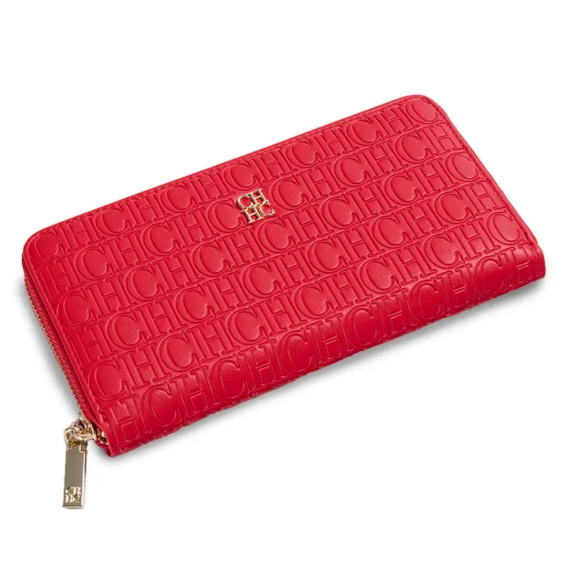 Women's Long PU Leather Wallet with Zipper Closure and Large Capacity