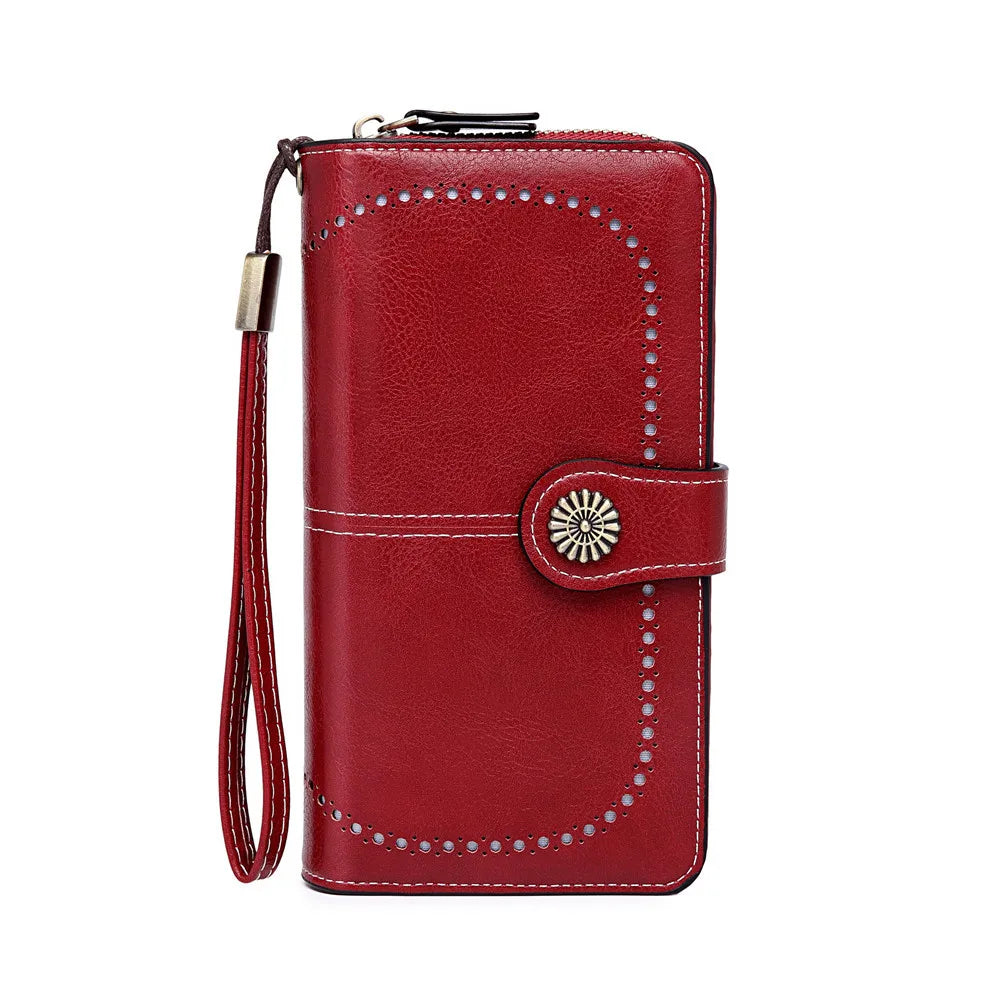Women's Long Multifunctional PU Leather Wallet with Zip, Flap, and Large Capacity