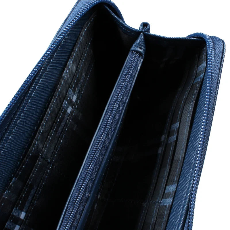 Women's Long PU Leather Wallet with Zip, Pom Pom, and Elegant Large Capacity Image