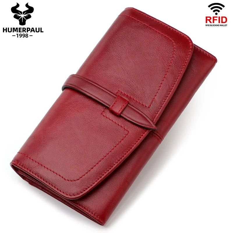 Genuine Leather Long Wallet with RFID Protection Image