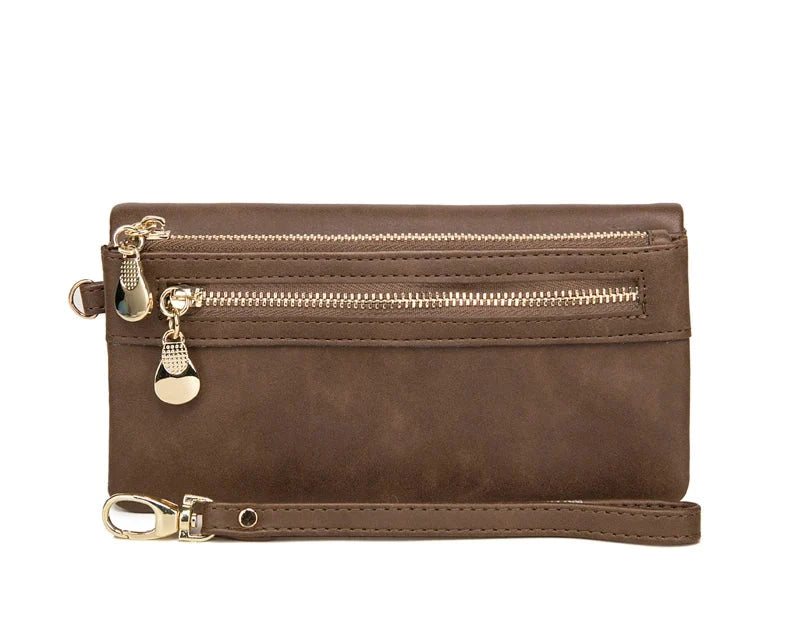 Retro Long Double Zip Wallet for Women in PU Leather