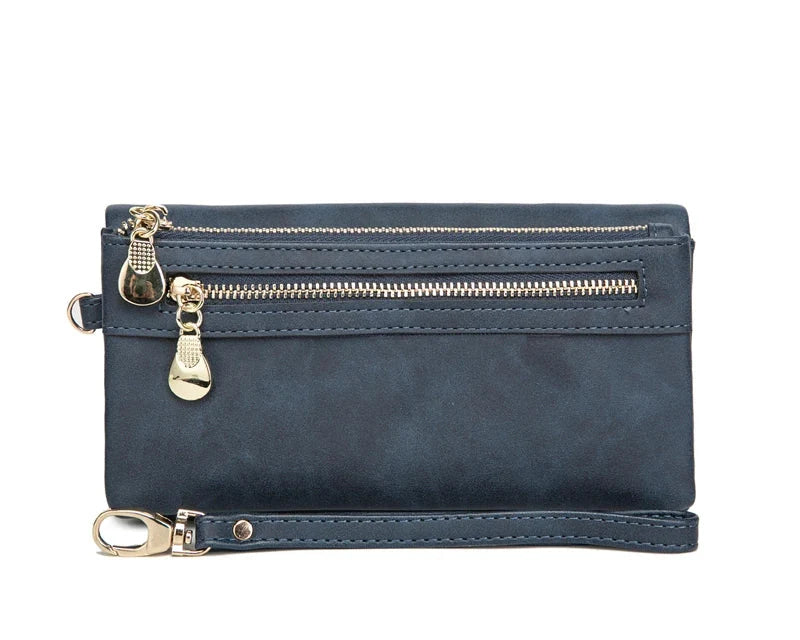 Retro Long Double Zip Wallet for Women in PU Leather