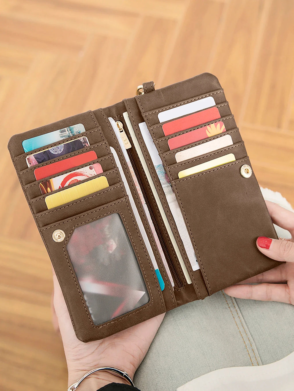 Retro Long Double Zip Wallet for Women in PU Leather