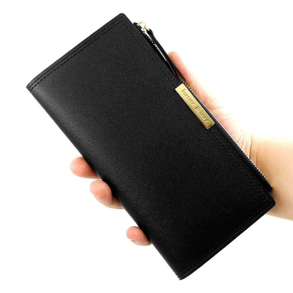Women's Long PU Leather Wallet with Multiple Card and Photo Slots