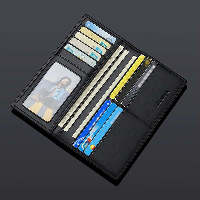 Men's Long Leather Wallet with Photo Slot Image