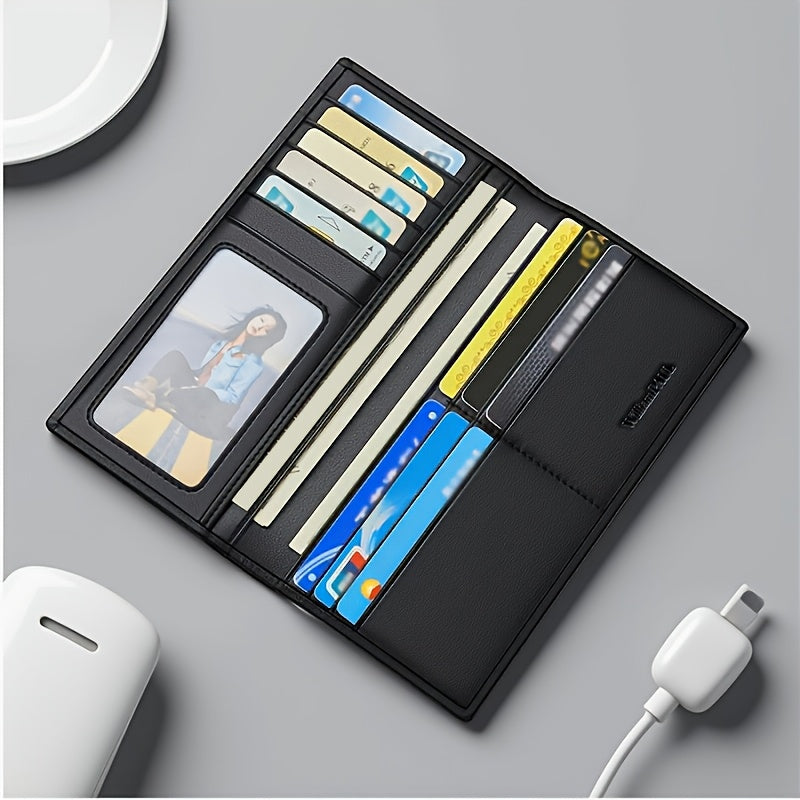 Men's Long Leather Wallet with Photo Slot