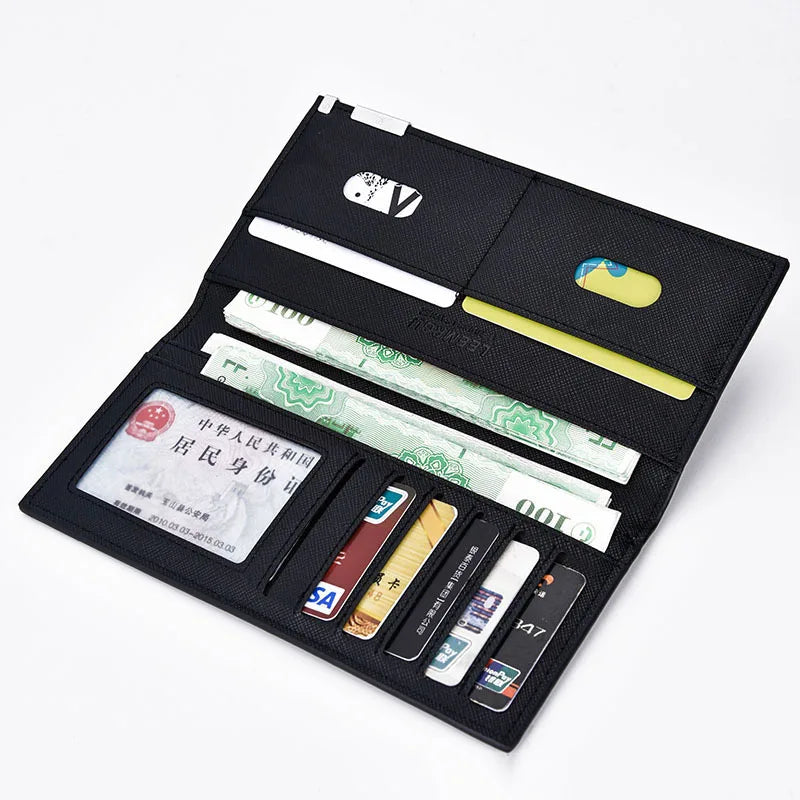 Men's Long PU Leather Wallet with Card Holder and Multi-Function Compartments