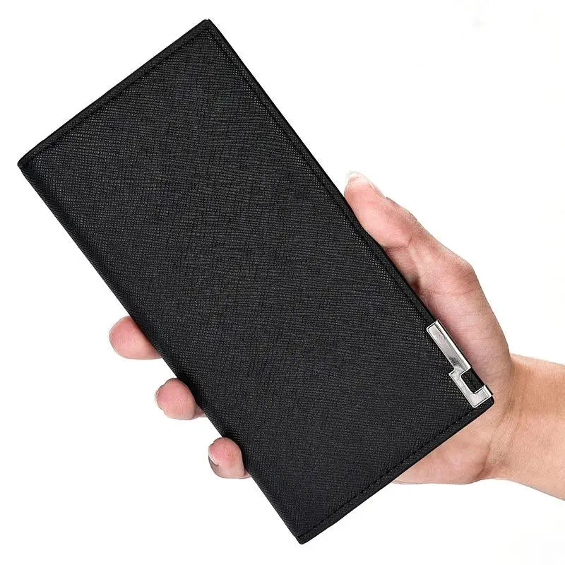 Men's Long PU Leather Wallet with Card Holder and Multi-Function Compartments