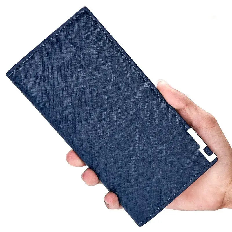 Men's Long PU Leather Wallet with Card Holder and Multi-Function Compartments