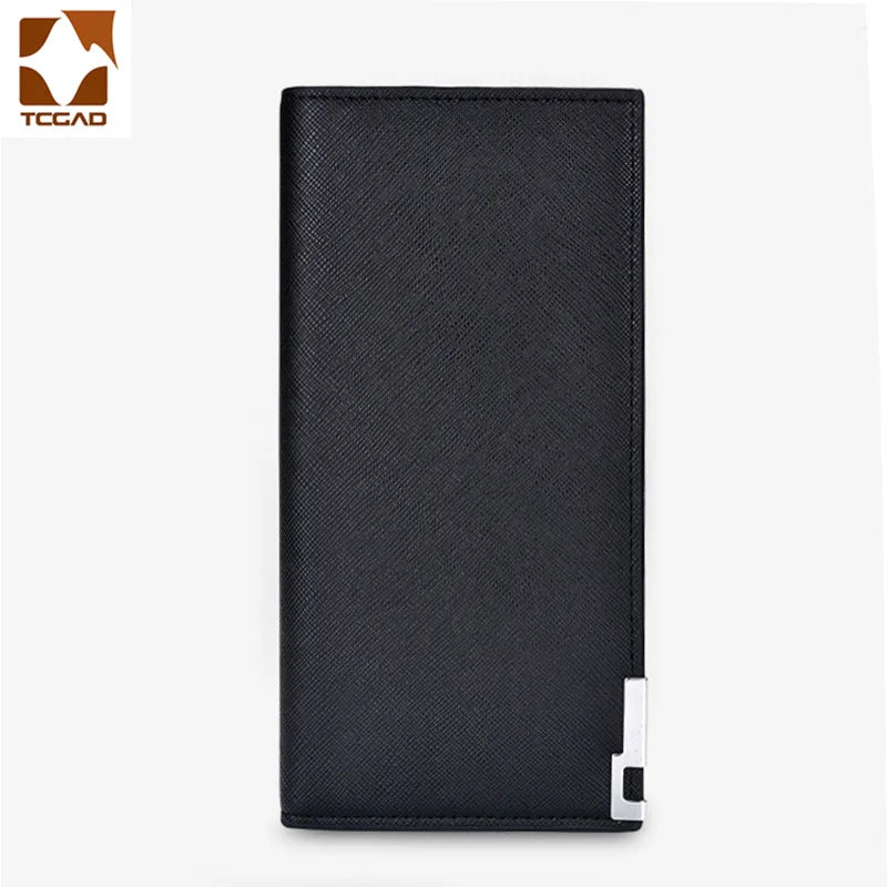 Men's Long PU Leather Wallet with Card Holder and Bill Compartments