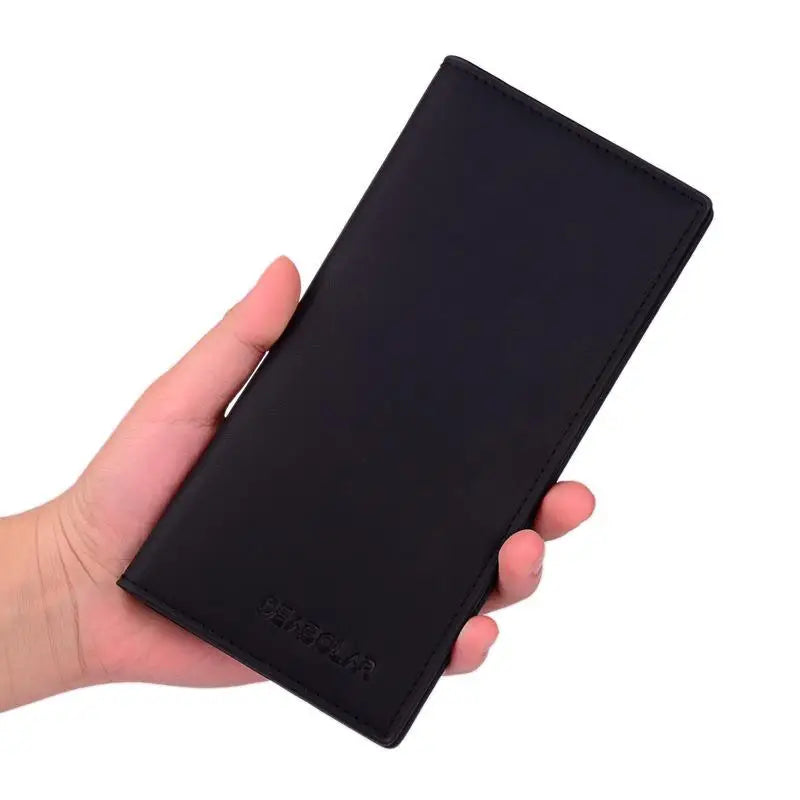 Men's Long PU Leather Wallet with Card Holder and Multi-Function Compartments