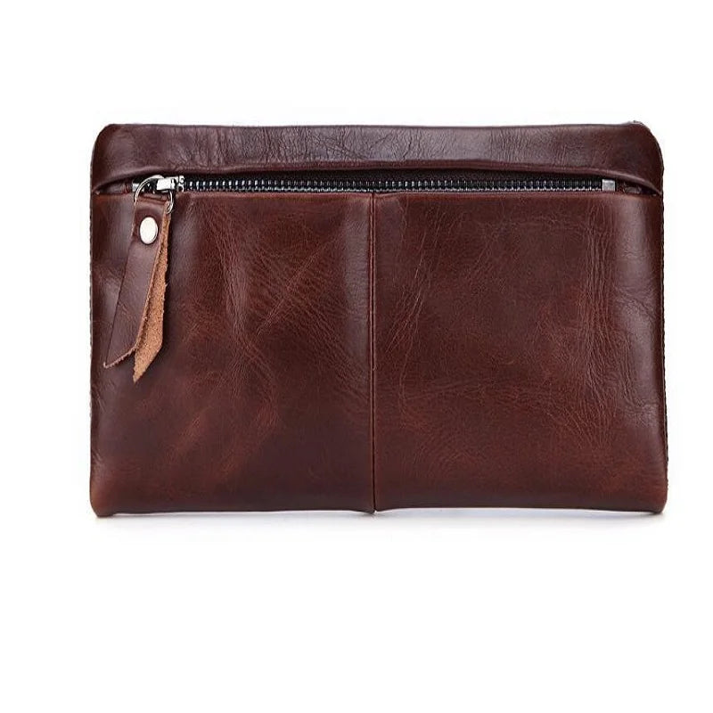 Vintage Long Leather Wallet - Business Clutch for Men