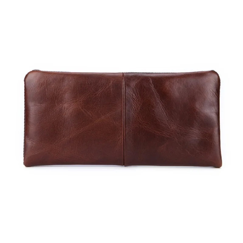 Vintage Long Leather Wallet - Business Clutch for Men