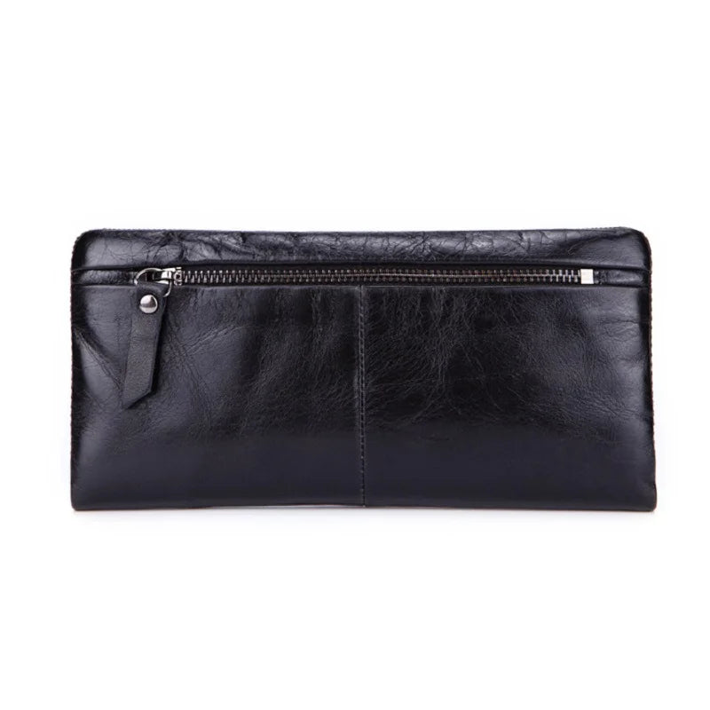 Vintage Long Leather Wallet - Business Clutch for Men