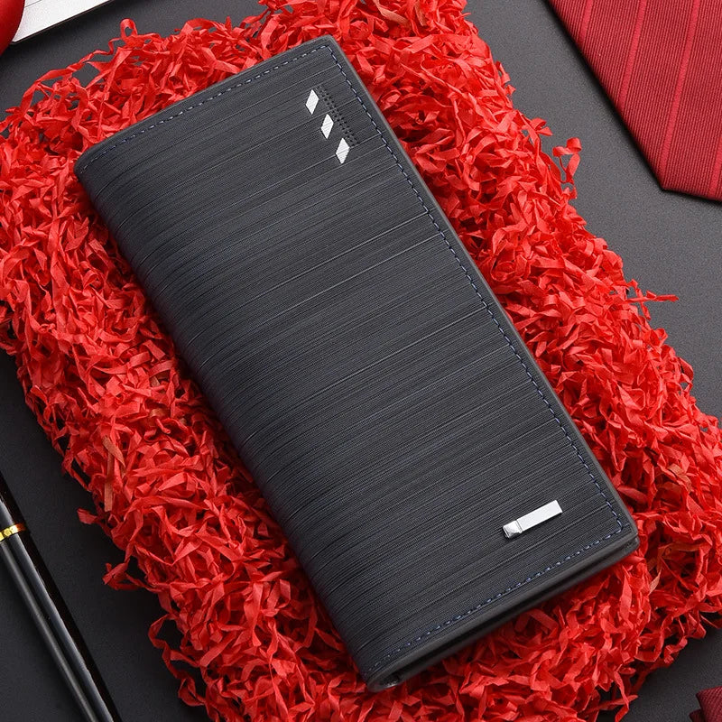 Retro Long Wallet for Men in Durable PU Leather with Checkbook Holder