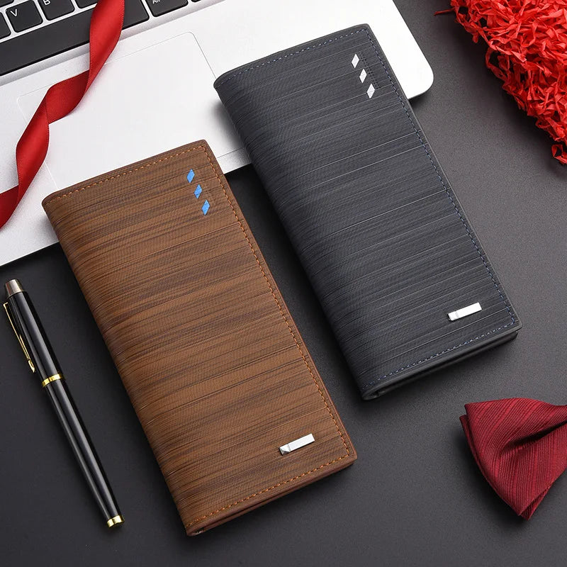 Retro Long Wallet for Men in Durable PU Leather with Checkbook Holder Image