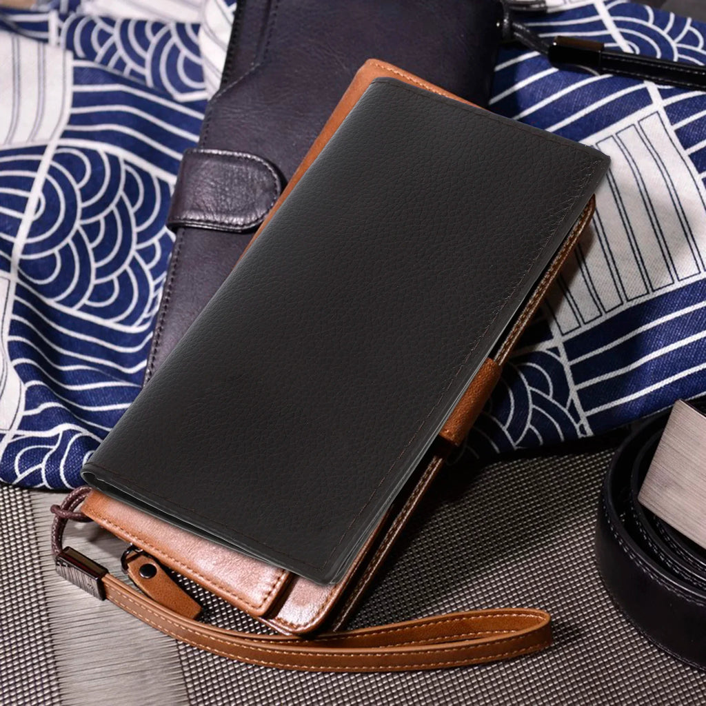 Vintage Long Men's PU Leather Wallet with Card Holder and Checkbook Holder