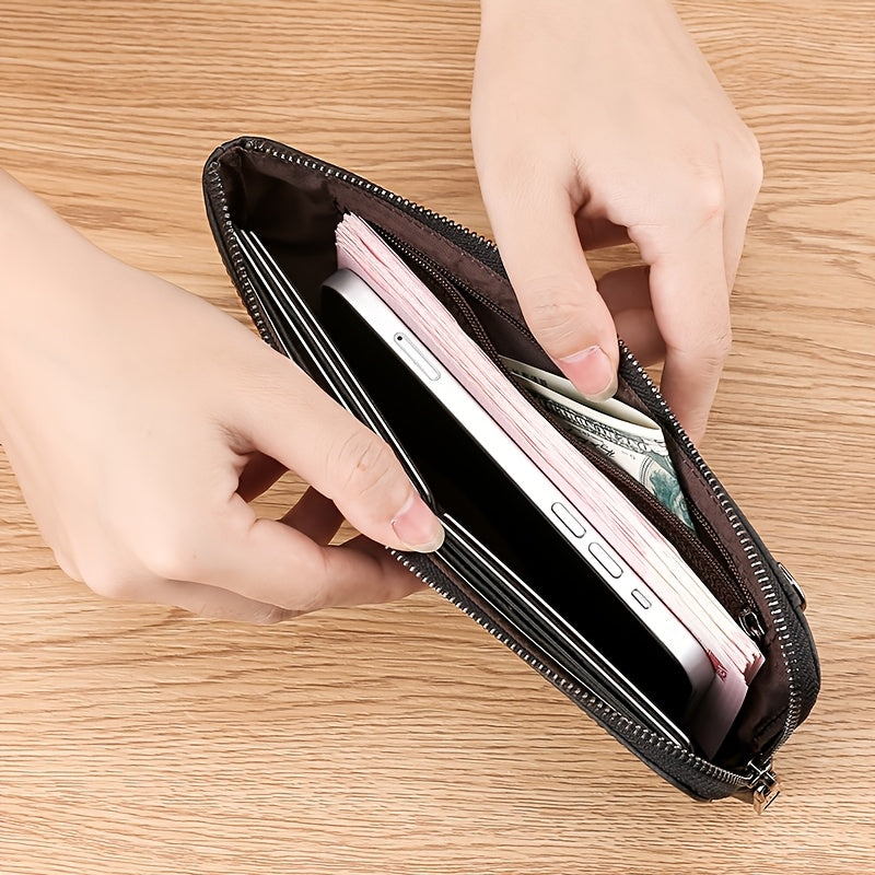 Men's Long Zipper Wallet, 8.3 x 4.3 x 0.6 in