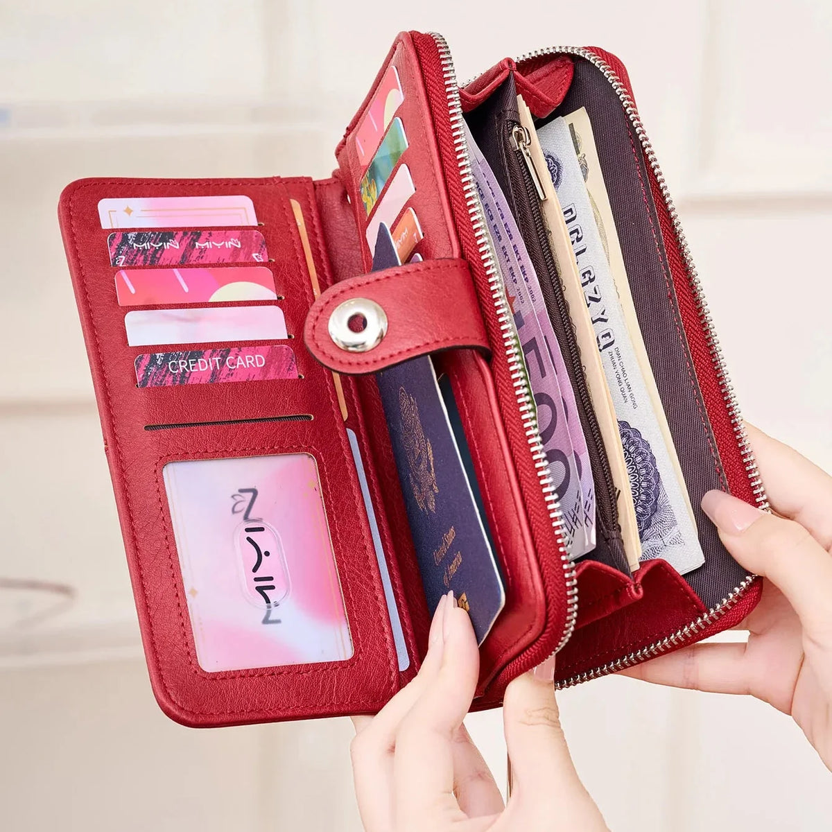 Retro Long PU Leather Wallet for Women with Integrated RFID Protection