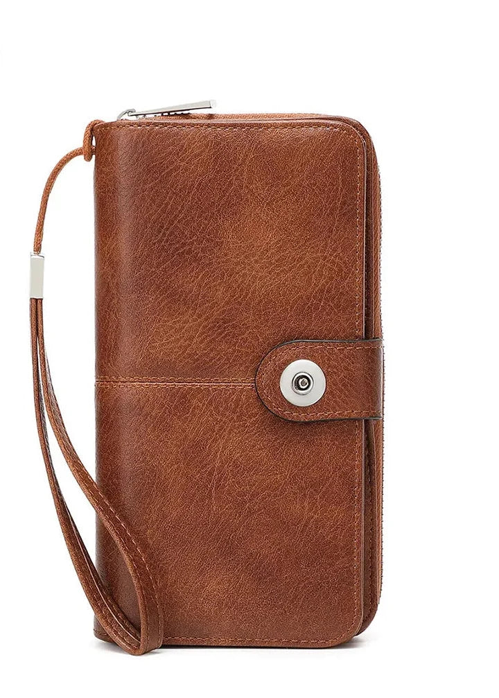 Retro Long PU Leather Wallet for Women with Integrated RFID Protection
