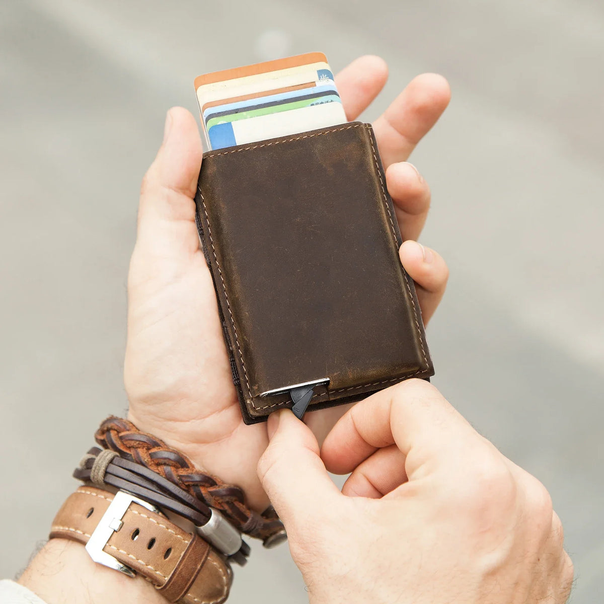 Genuine Leather Magic Wallet - Pop-Up & RFID