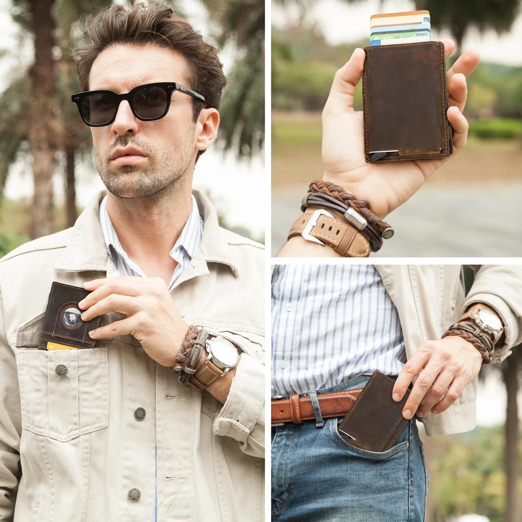 Genuine Leather Magic Wallet - Pop-Up & RFID