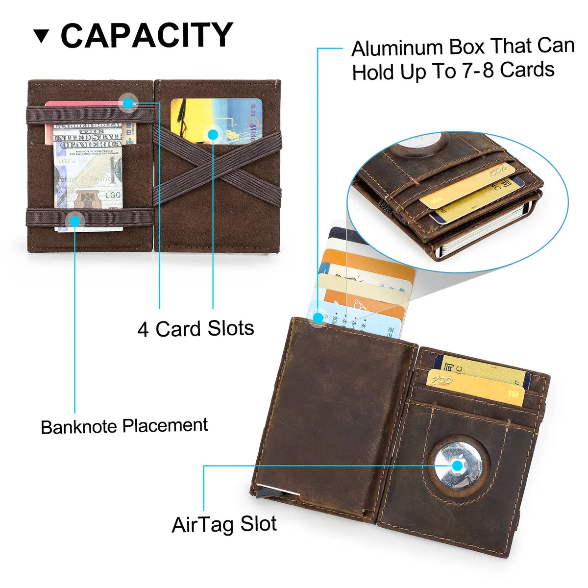 Genuine Leather Magic Wallet - Pop-Up & RFID