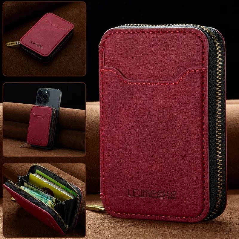 Magnetic Wallet with RFID Blocking and Zipper for Smartphone