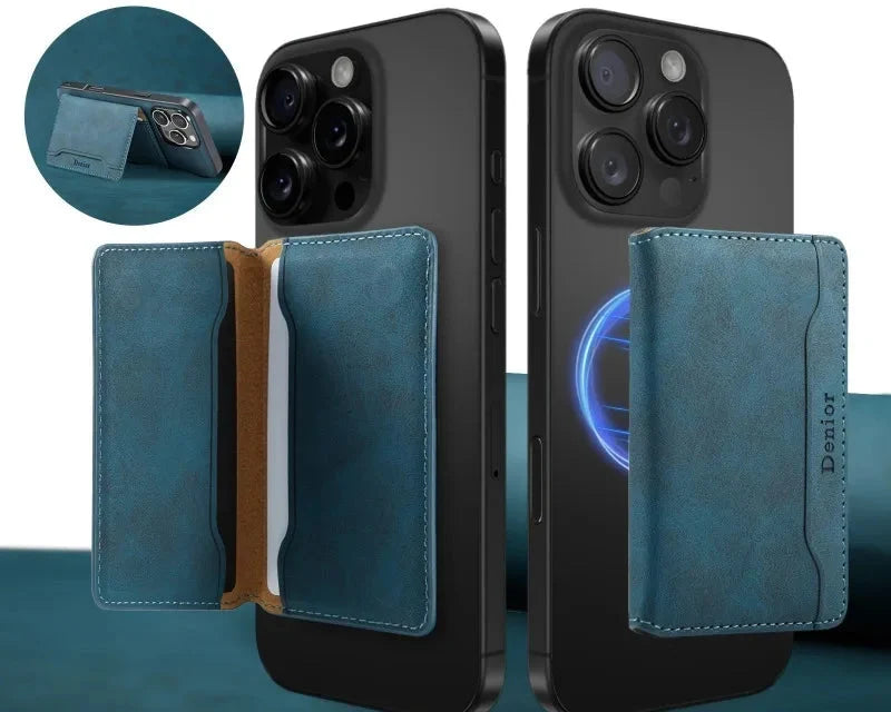 Magnetic Faux Leather Smartphone Wallet with 3 Card Slots
