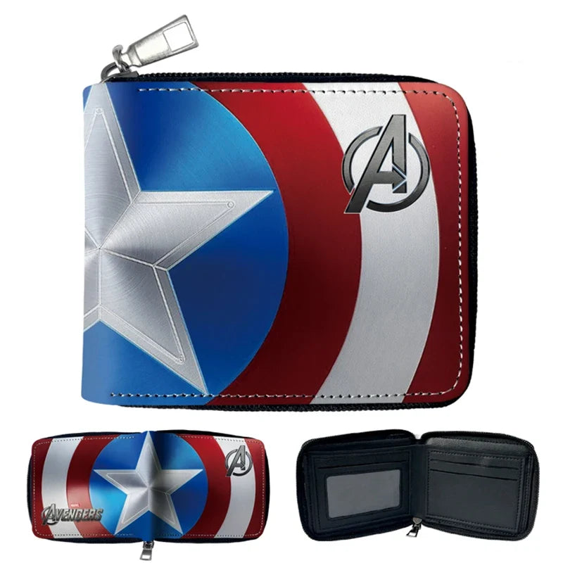 Marvel PU Leather Wallet with Zipper Closure and Multi-Card Comic Design