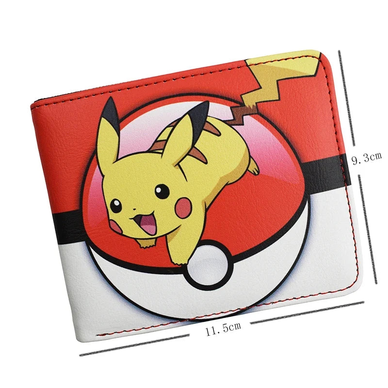 Compact PU Leather Pokémon Pikachu Wallet with Multi-Pocket Card Holder