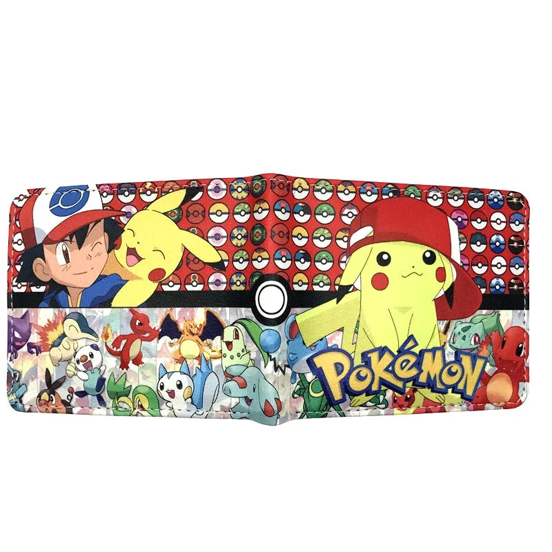 Compact PU Leather Pokémon Pikachu Wallet with Multi-Pocket Card Holder