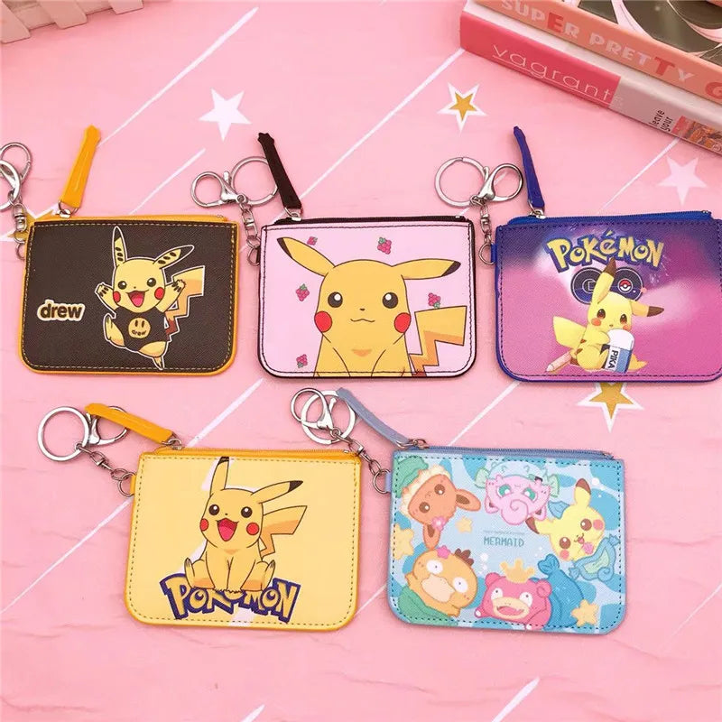 Pikachu Pokémon Leather Wallet with Zipper and Keychain