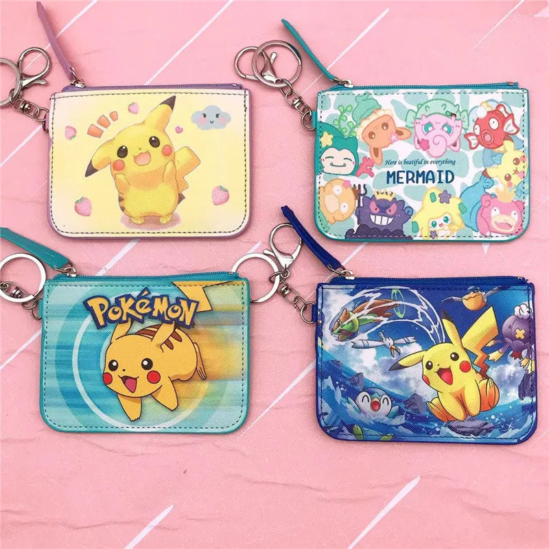 Pikachu Pokémon Leather Wallet with Zipper and Keychain
