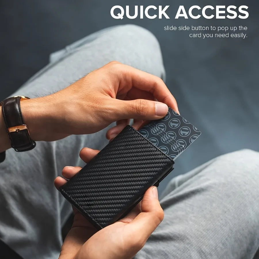 Pop-Up Business Wallet with Zippered Coin Pocket - RFID Security and Striped Design