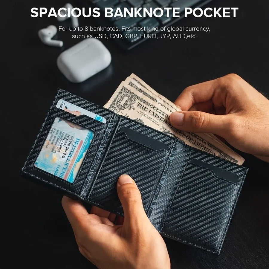 Pop-Up Business Wallet with Zippered Coin Pocket - RFID Security and Striped Design Image