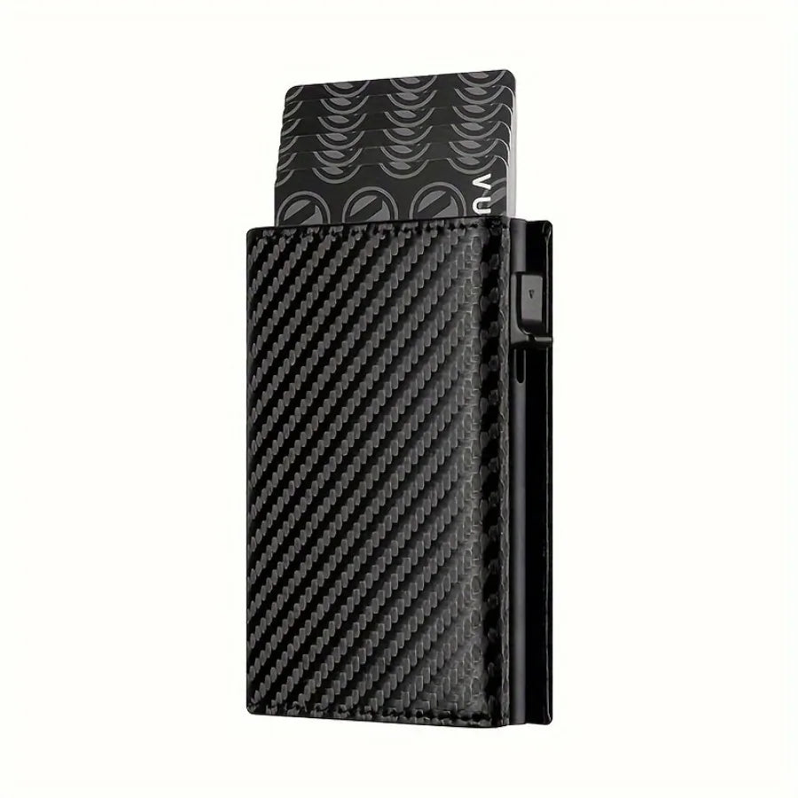 Pop-Up Business Wallet with Zippered Coin Pocket - RFID Security and Striped Design