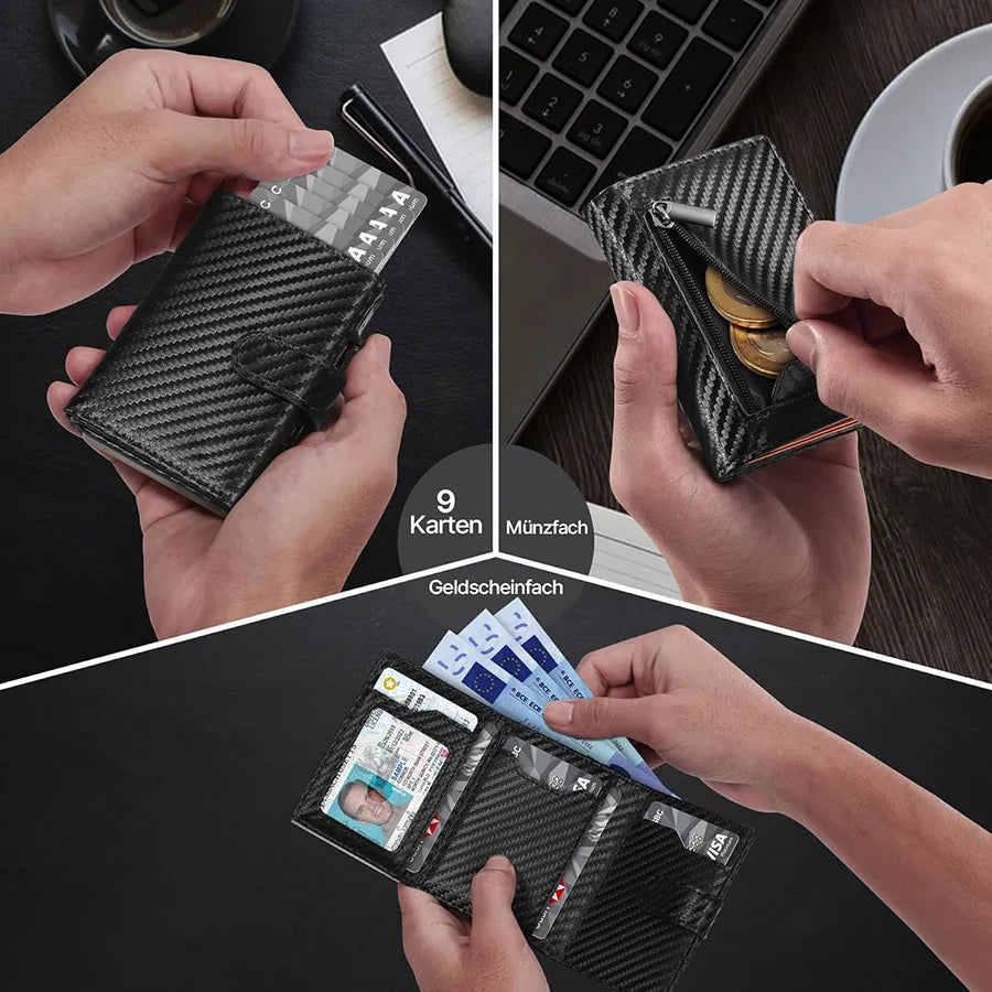 Pop-Up Wallet with RFID Protection and Coin Compartment