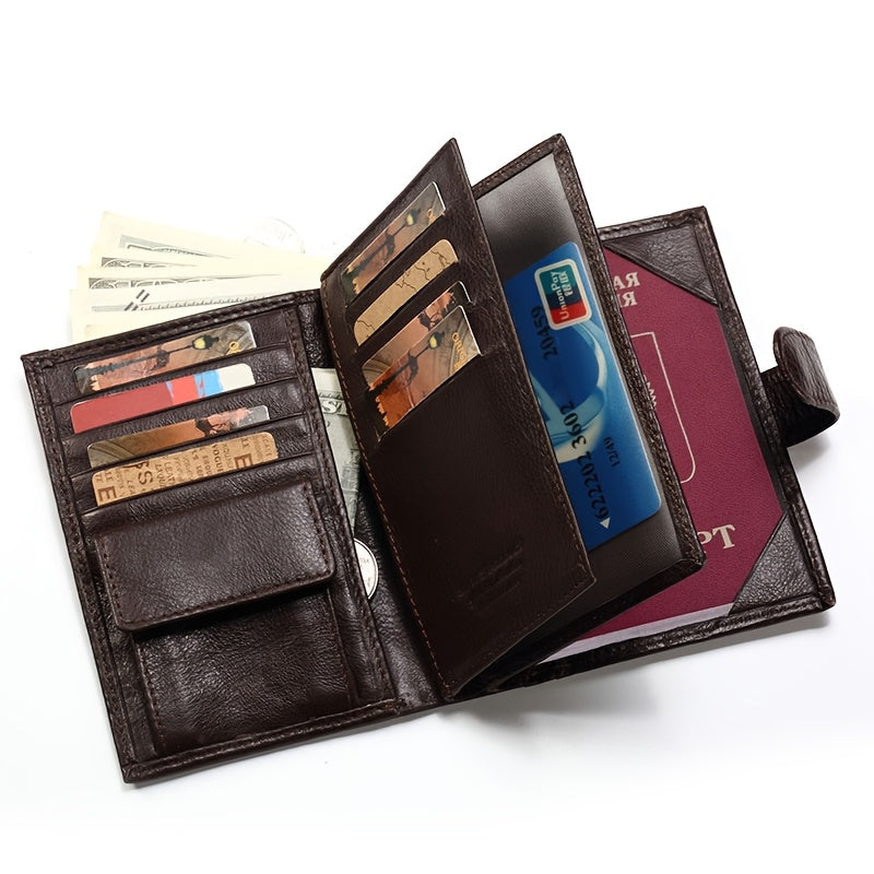 Leather Passport Wallet, 12 Card Slots and Notebook