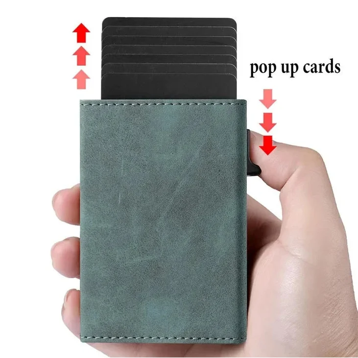 Unisex RFID Aluminum Card Wallet with Pop-Up and Minimalist Compact Design