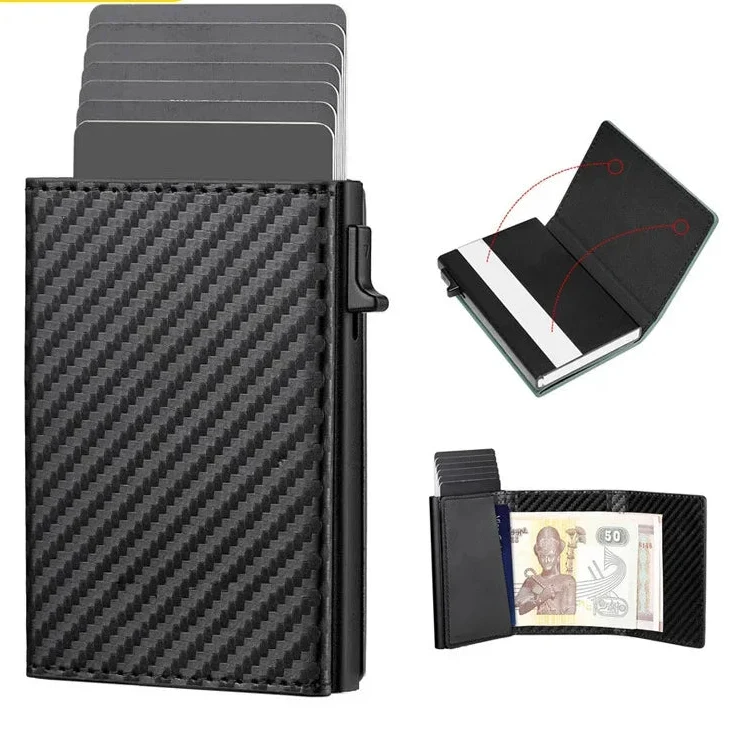 Unisex RFID Aluminum Card Wallet with Pop-Up and Minimalist Compact Design