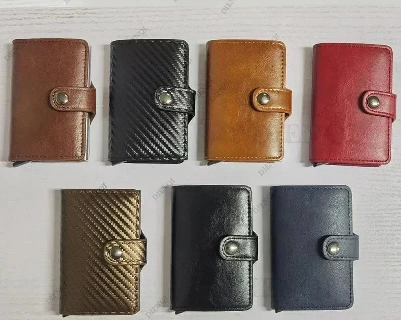 Compact RFID Wallet in Aluminum and PU Leather with Secure Card Holder Image