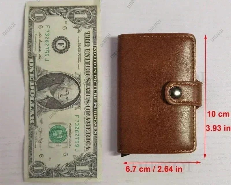Compact RFID Wallet in Aluminum and PU Leather with Secure Card Holder