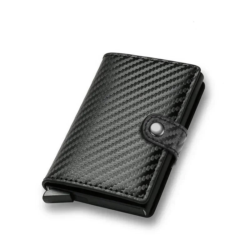 Compact RFID Wallet in Aluminum and PU Leather with Secure Card Holder