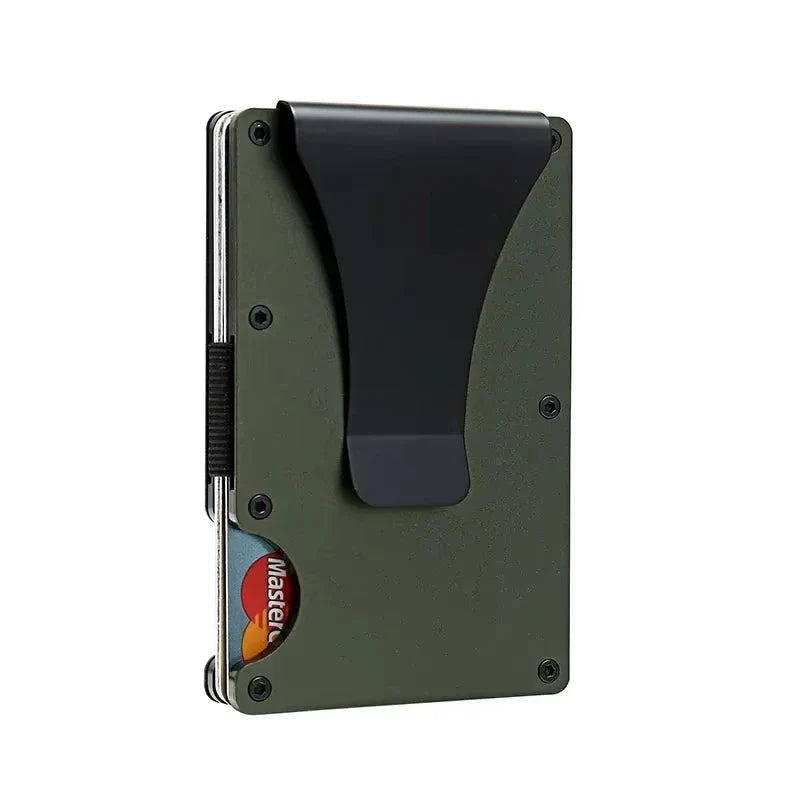 Ultra-thin carbon-effect aluminum RFID card wallet with money clip