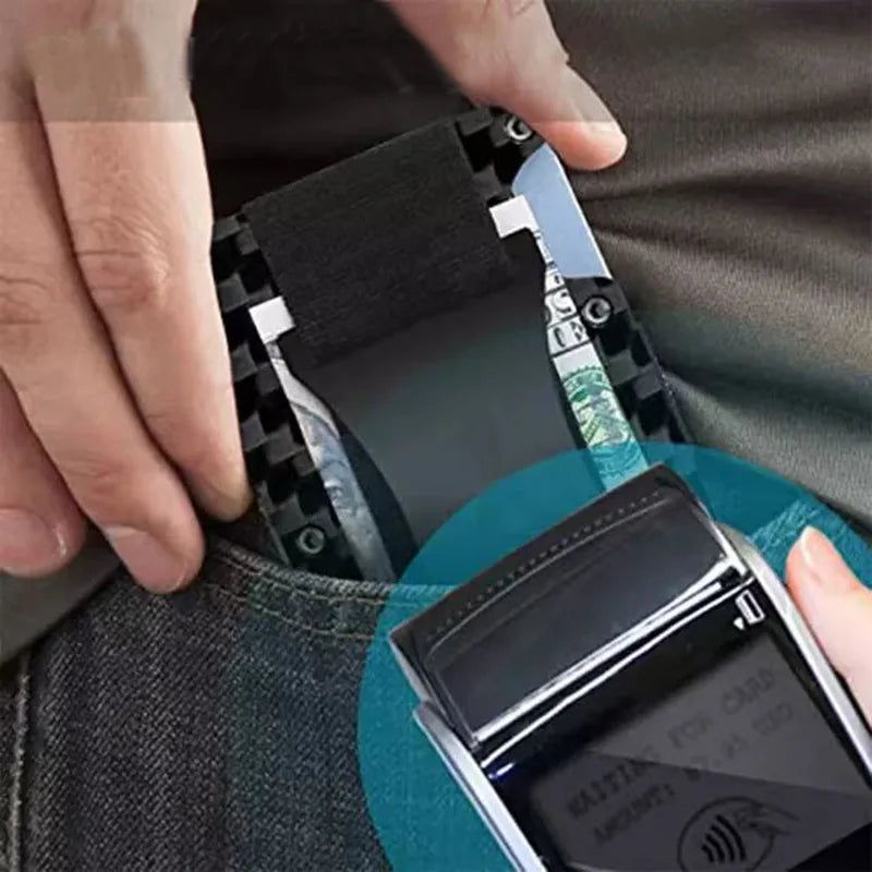 Ultra-thin carbon-effect aluminum RFID card wallet with money clip
